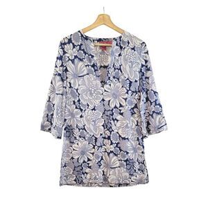 Tibi Blue and White Floral Tunic